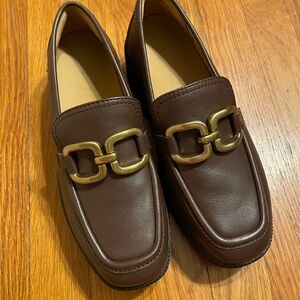 Fitflop Brown Loafers with Gold Buckle